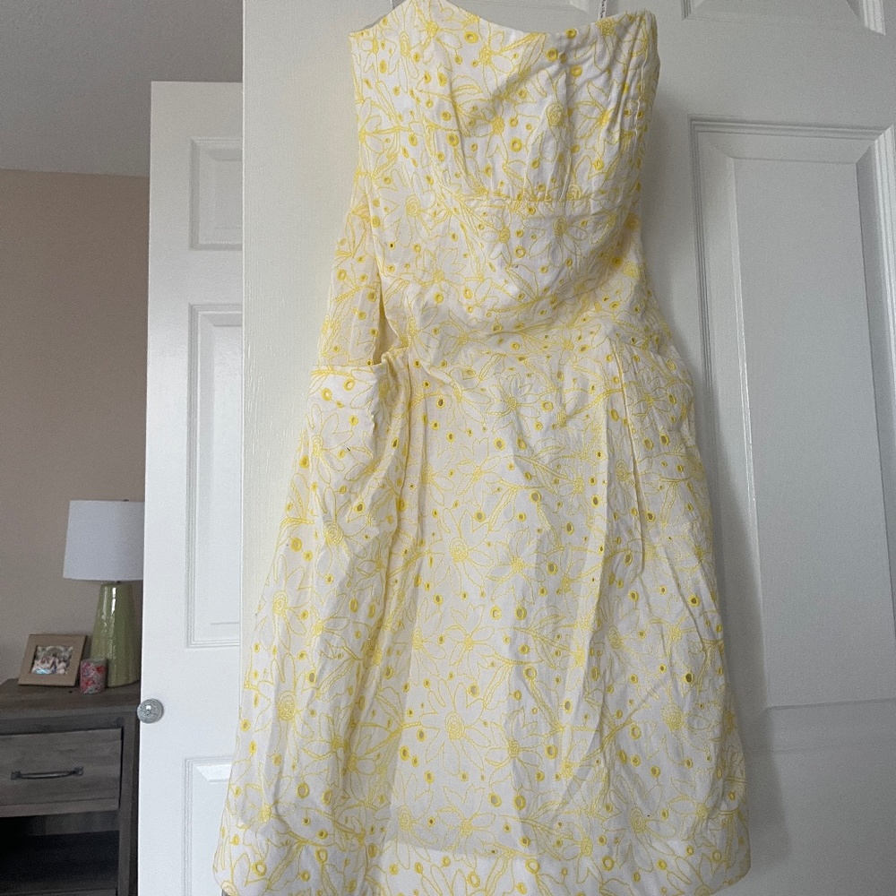 Lilly Pulitzer Yellow&White Structured Strapless Dress
